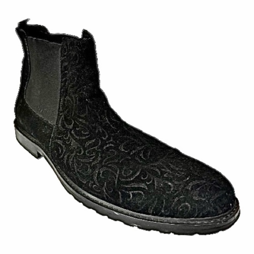 Robert Graham Woodman Boots Black Floral Suede Mens Size 13 Designer